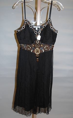 Appraisal: Black Silk with adjustable shoulder straps and black bronze white