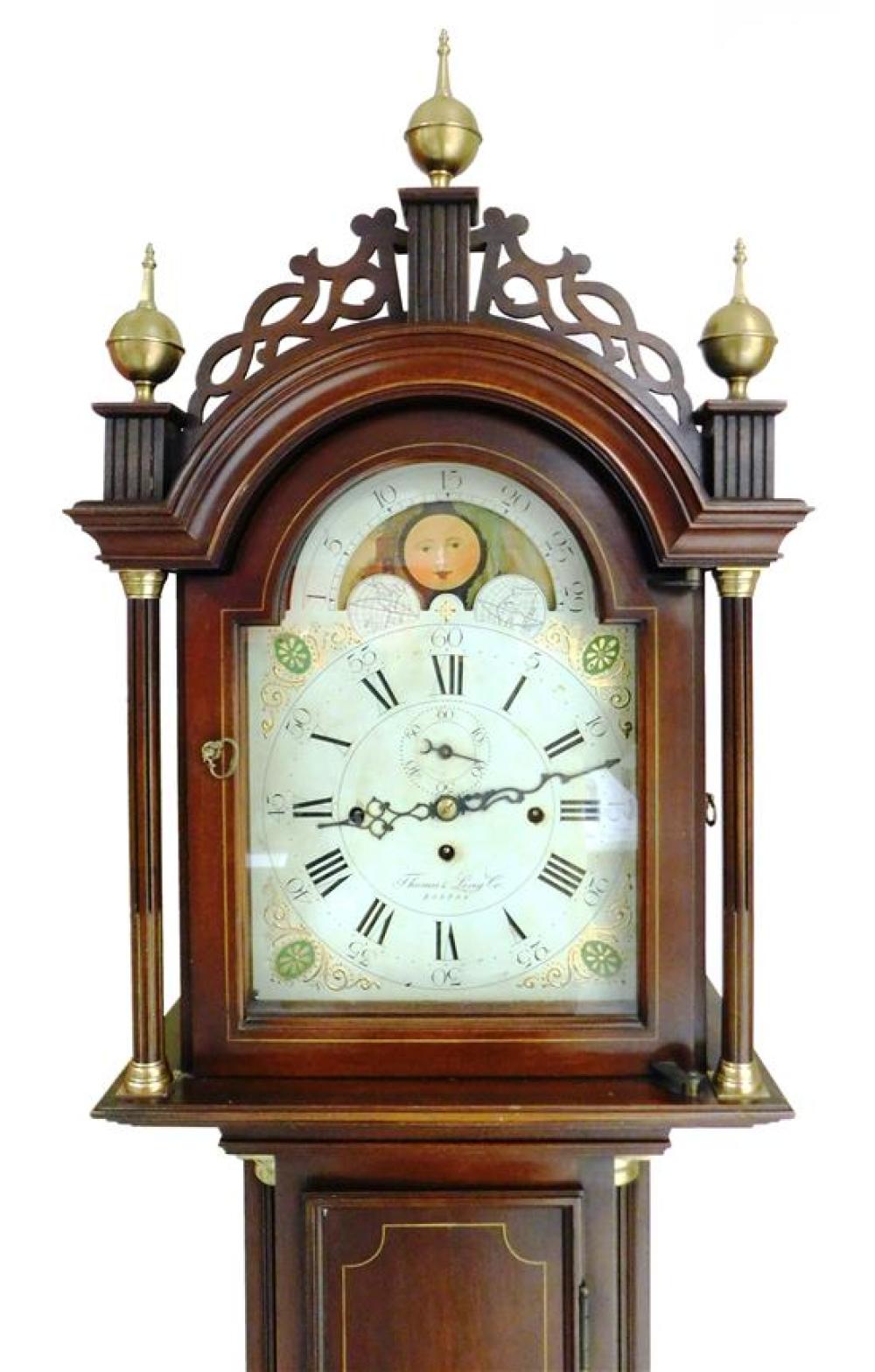 Appraisal: Herschede tall case clock American c painted metal face signed