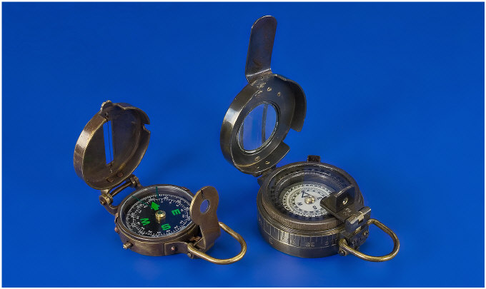 Appraisal: Two Early th Century Brass Pocket Compasses One by Troughton