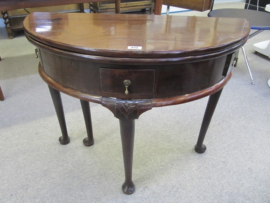 Appraisal: Georgian mahogany demi lune turnover tea table