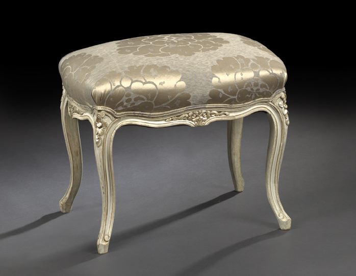 Appraisal: Louis XV-Style Carved Cream-Painted and Gilt Beechwood Stool early th