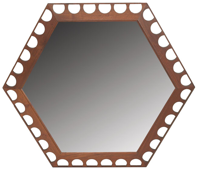 Appraisal: Howard Miller wall mirror from the Meridian series hexagonal walnut