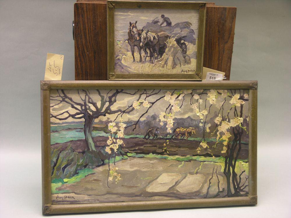 Appraisal: Adriana Jacoba Pieck - - two small oil paintings farm