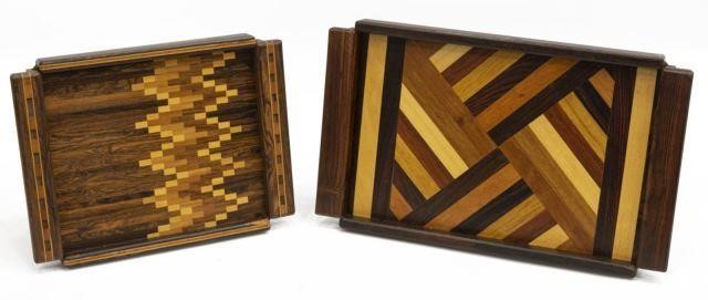 Appraisal: lot of Mexican Modernist marquetry trays Don Shoemaker American -