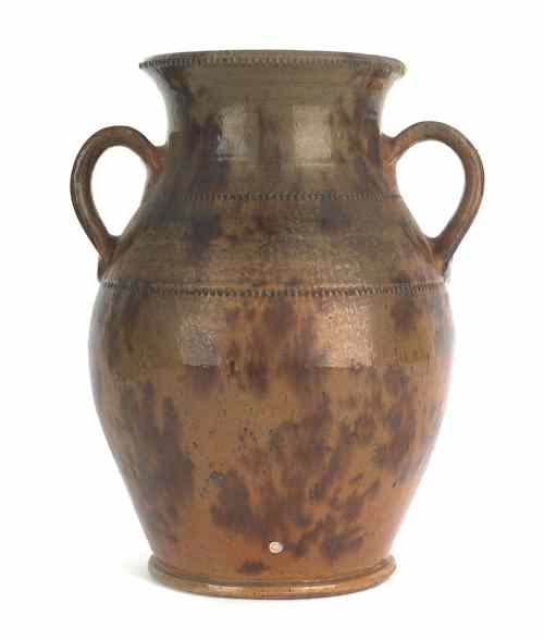 Appraisal: Jacob Medinger Montgomery County Pennsylvania - redware two-handled vase h