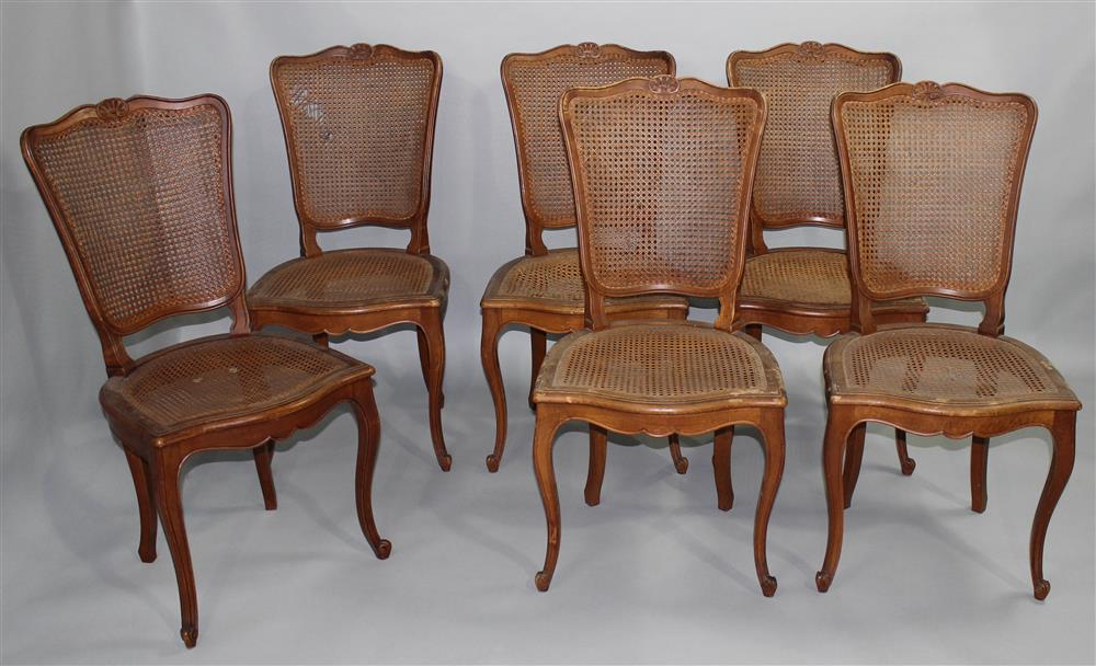 Appraisal: SET OF SIX LOUIS XV STYLE CANED BEECHWOOD SIDE CHAIRS