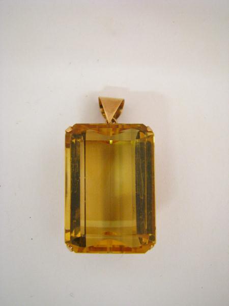 Appraisal: Lady's Yellow Gold Emerald Cut Large Genuine Citrine Quartz Pendant