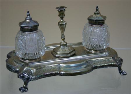 Appraisal: A Victorian table inkstand Martin and Hall London of rounded