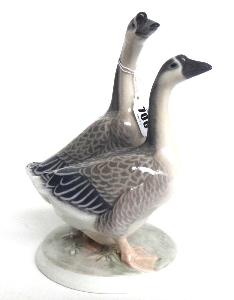 Appraisal: A Royal Copenhagen Goose group circa model No modelled with