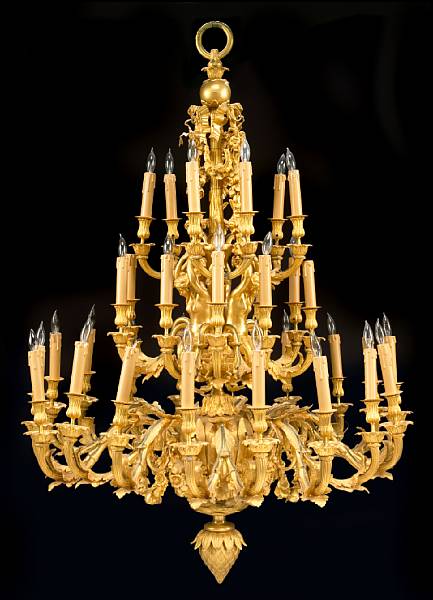 Appraisal: A Louis XV style gilt bronze thirty three light chandelier