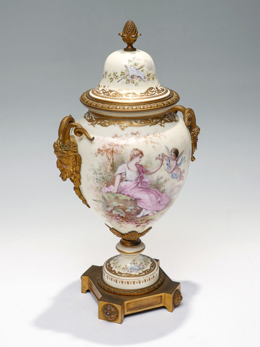 Appraisal: TH C SEVRES BACCHUS ORMOLU MOUNTED COVERED URN Sevres off