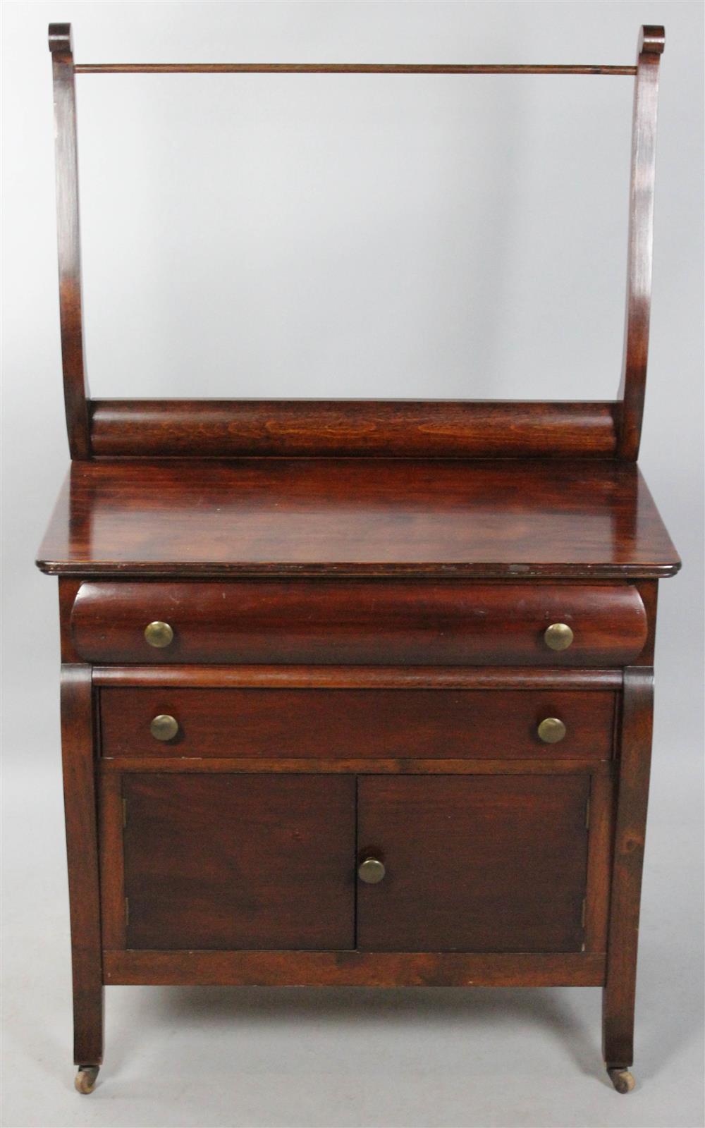 Appraisal: EMPIRE STYLE MAHOGANY STAINED SMALL DRESSING CABINET early th Century