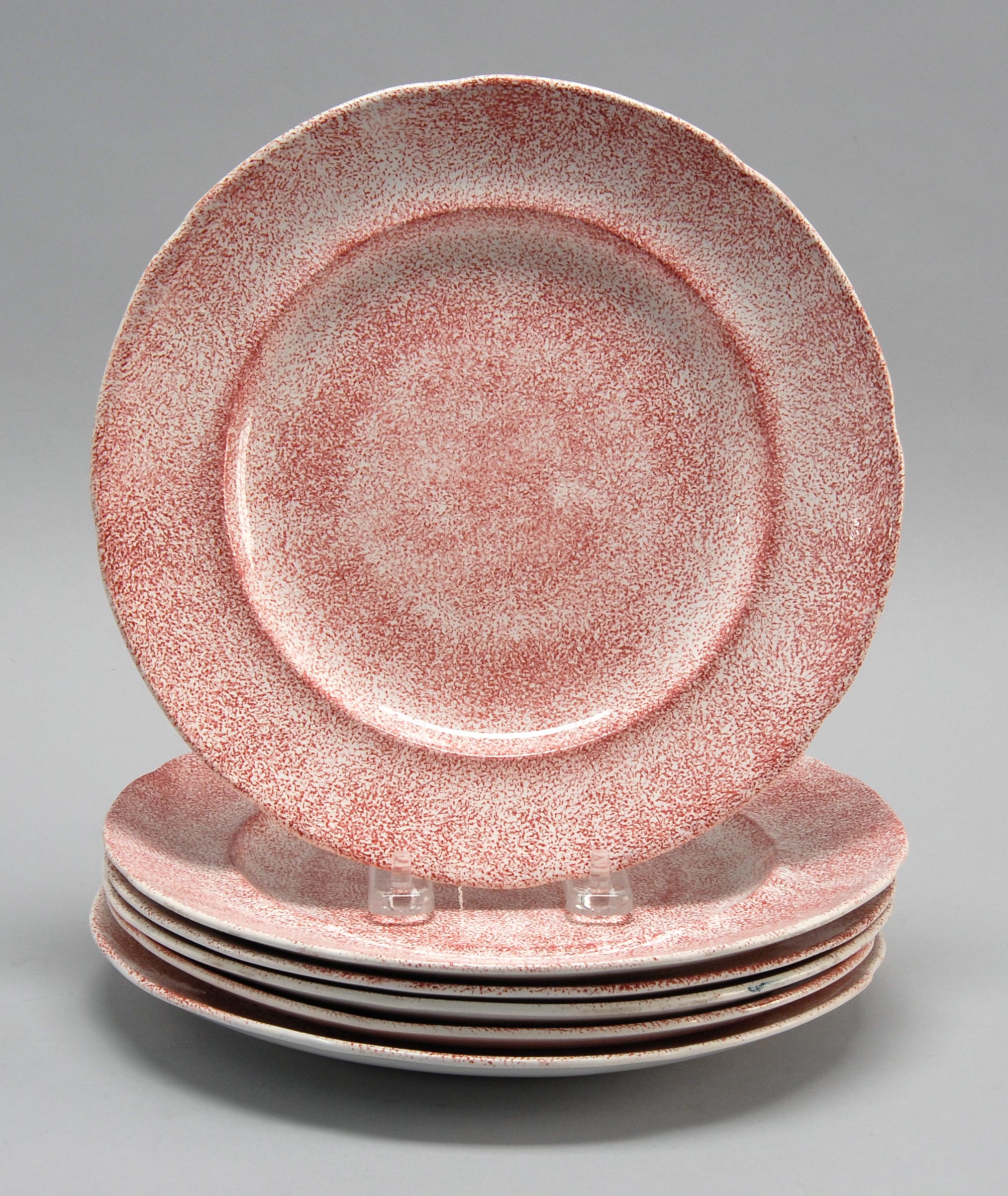 Appraisal: SET OF SIX TH CENTURY RED SPATTERWARE SOFT PASTE PLATES