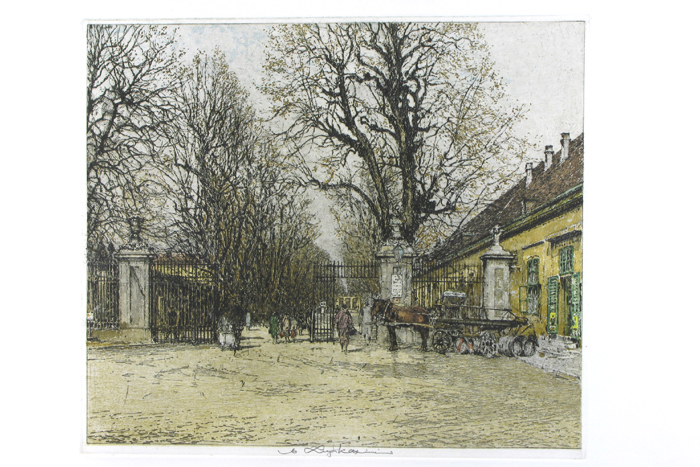 Appraisal: LUIGI KASIMIR etching and aquatint Austria - Vienna Meidling Gate