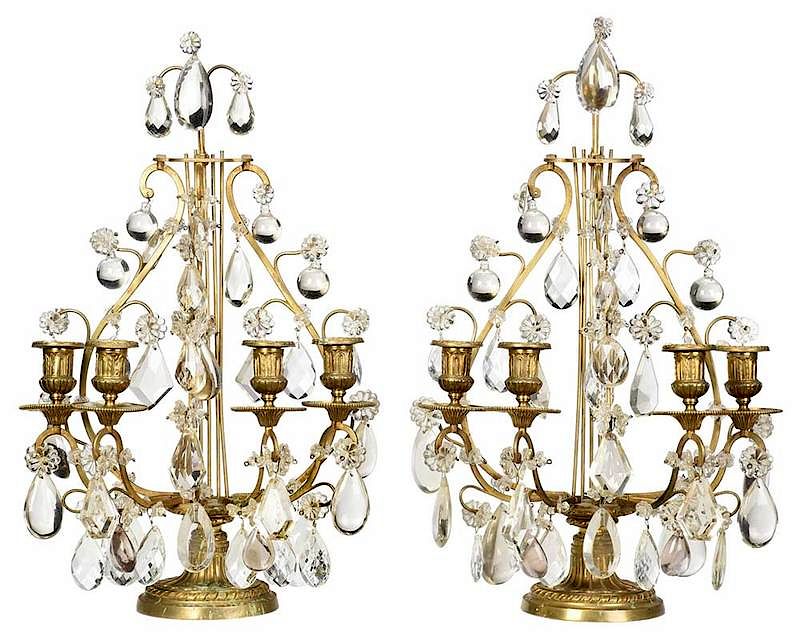 Appraisal: Pair of Empire Style Gilt Bronze Candelabras Continental late th