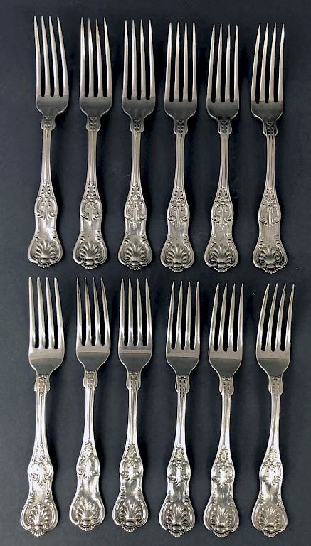 Appraisal: Twelve Sterling Silver Kings Dinner Forks Assembled set of twelve