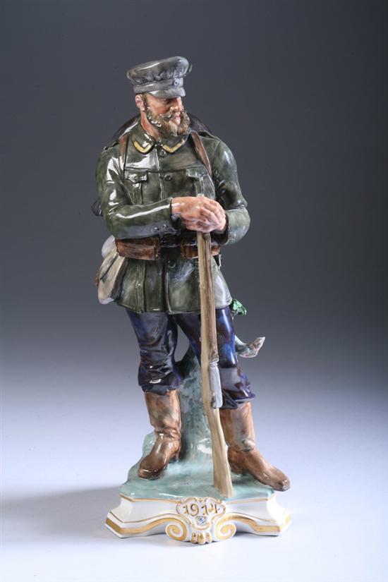 Appraisal: NYMPHENBURG PORCELAIN WORLD WAR I MILITARY FIGURE imprinted mark Modelled