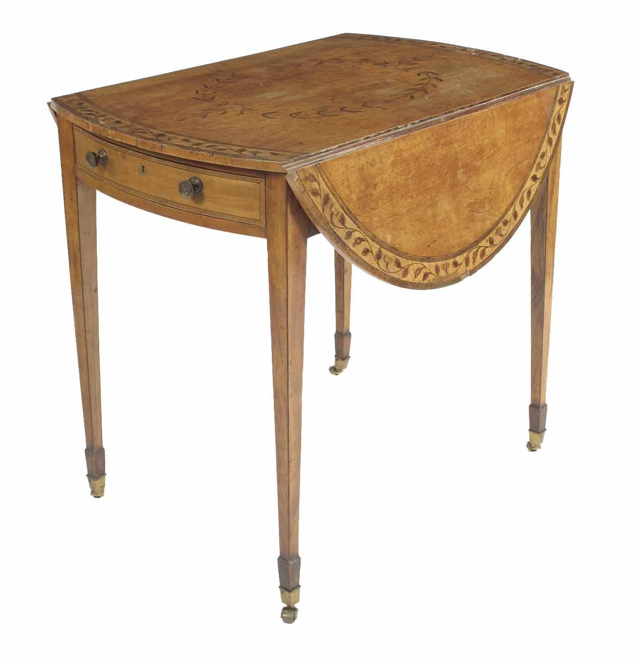 Appraisal: A George III satinwood and marquetry Pembroke table