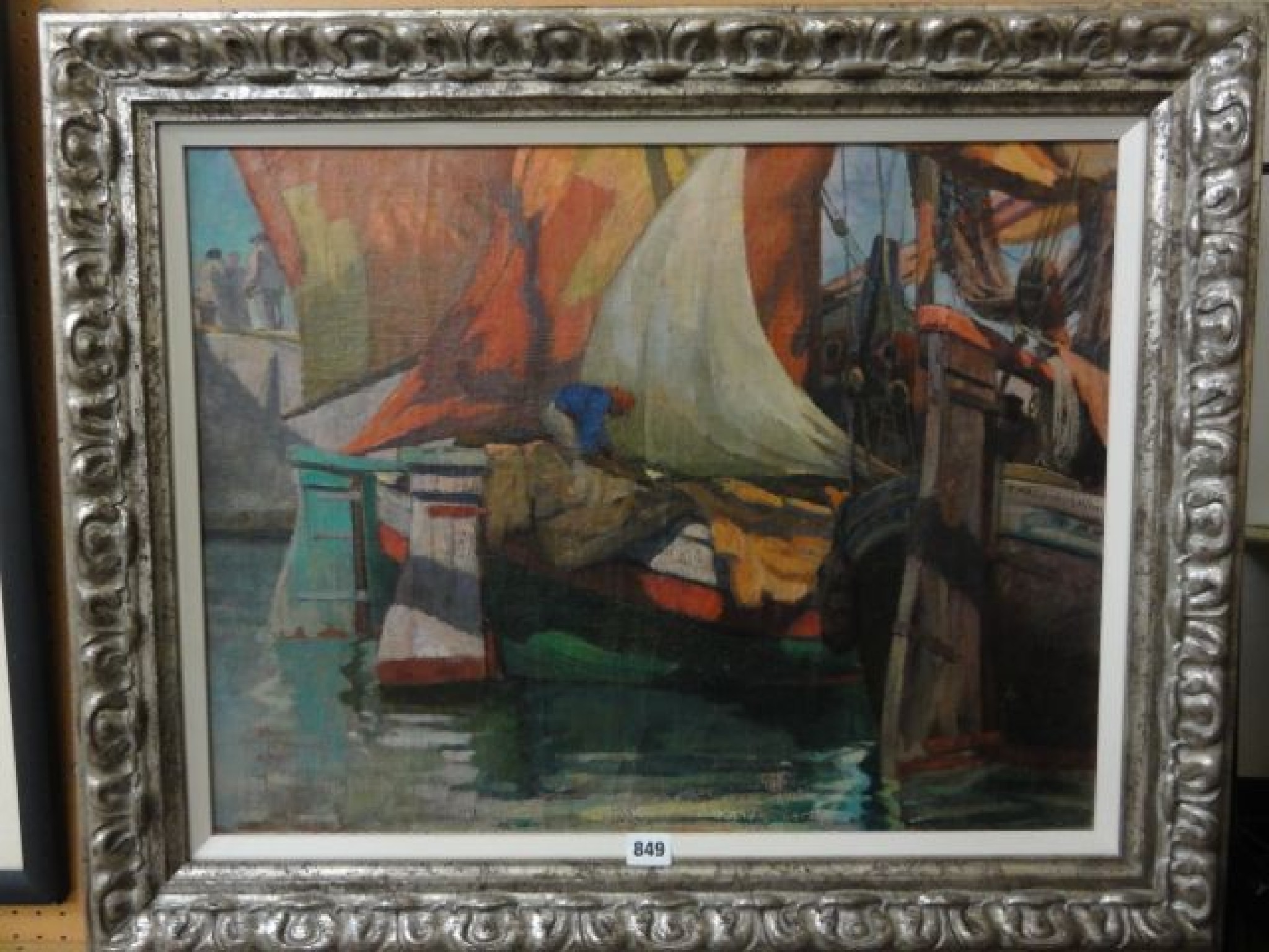 Appraisal: A th century oil painting on canvas of a harbour