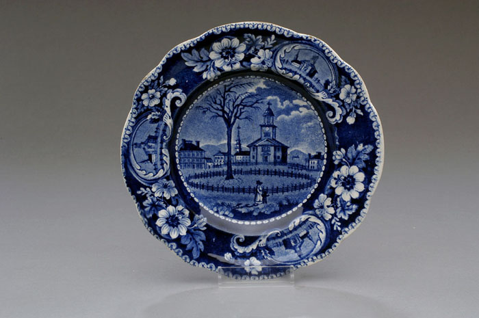 Appraisal: WINTER VIEW OF PITTSFIELD MASSACHUSETTS DARK-BLUE STAFFORDSHIRE PLATE JAMES RALPH