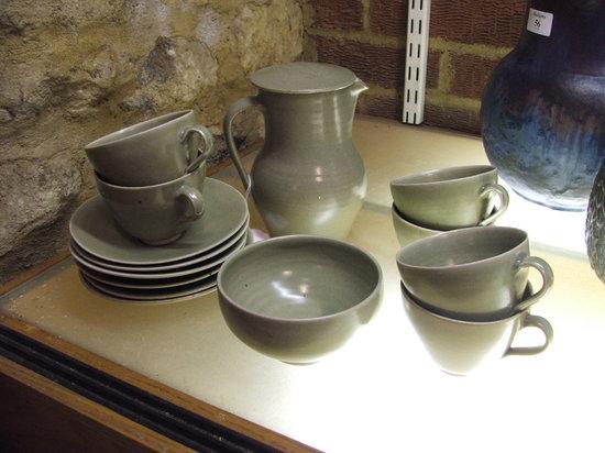 Appraisal: A LEACH POTTERY ST IVES GREEN GLAZED POTTERY TEA SET