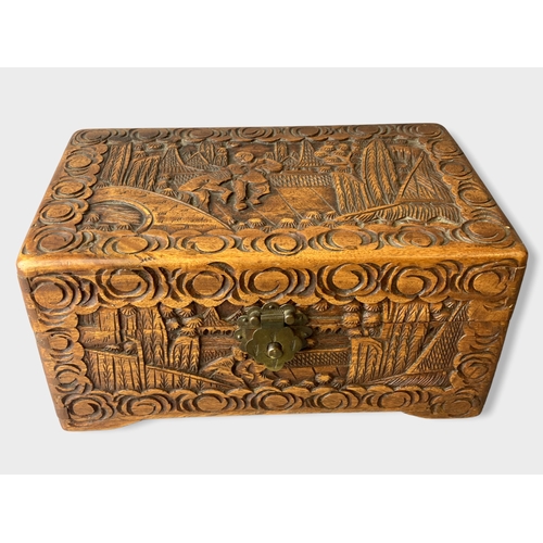 Appraisal: A Chinese carved Camphor wood Box x x cm