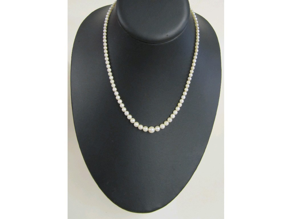 Appraisal: String of cultured pearls with white gold clasp