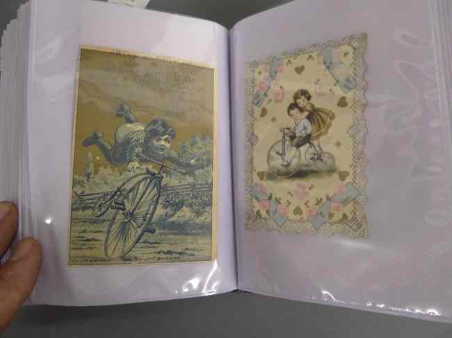 Appraisal: Bicycle ephemera lot including postcards valentines trade cards etc Good