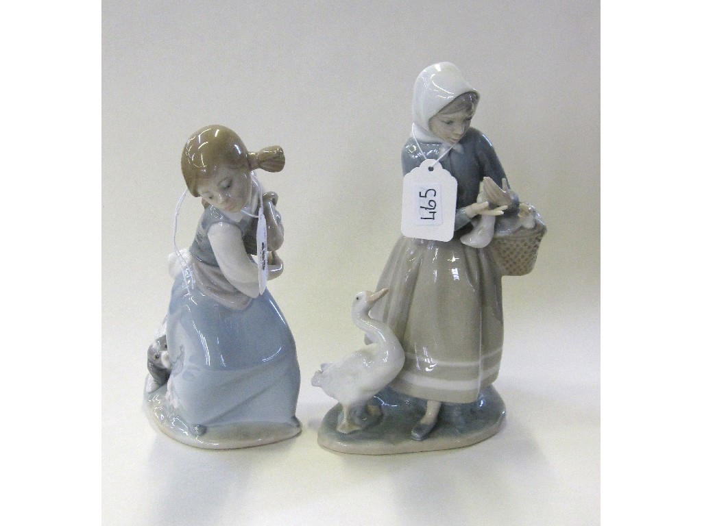 Appraisal: Two Lladro figures of young girls one with a puppy