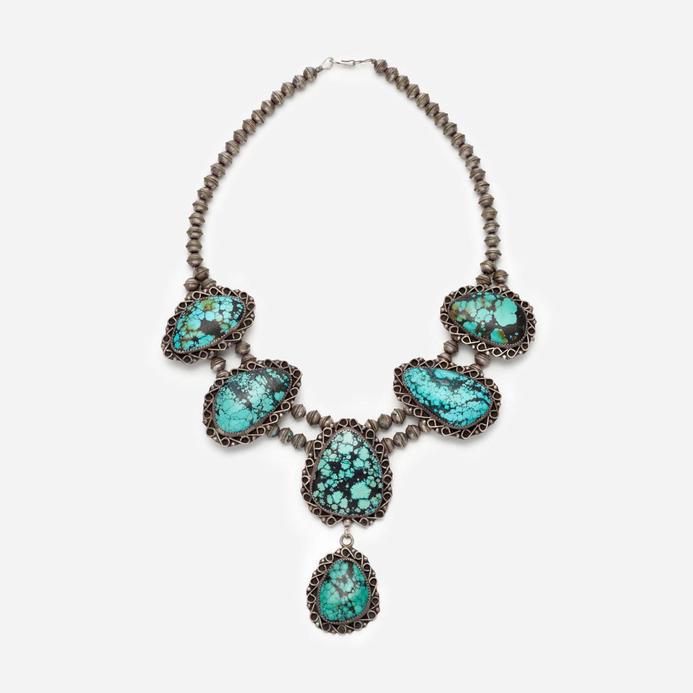 Appraisal: JOHNSON RALPH LARGE TURQUOISE HANDMADE NECKLACE Johnson Ralph Dine A