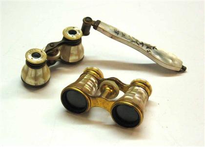 Appraisal: Two french mother-of-pearl opera glasses th century With one piece