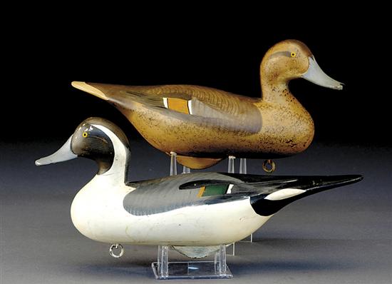 Appraisal: R Madison Mitchell pintail hen and drake gunning decoys Havre