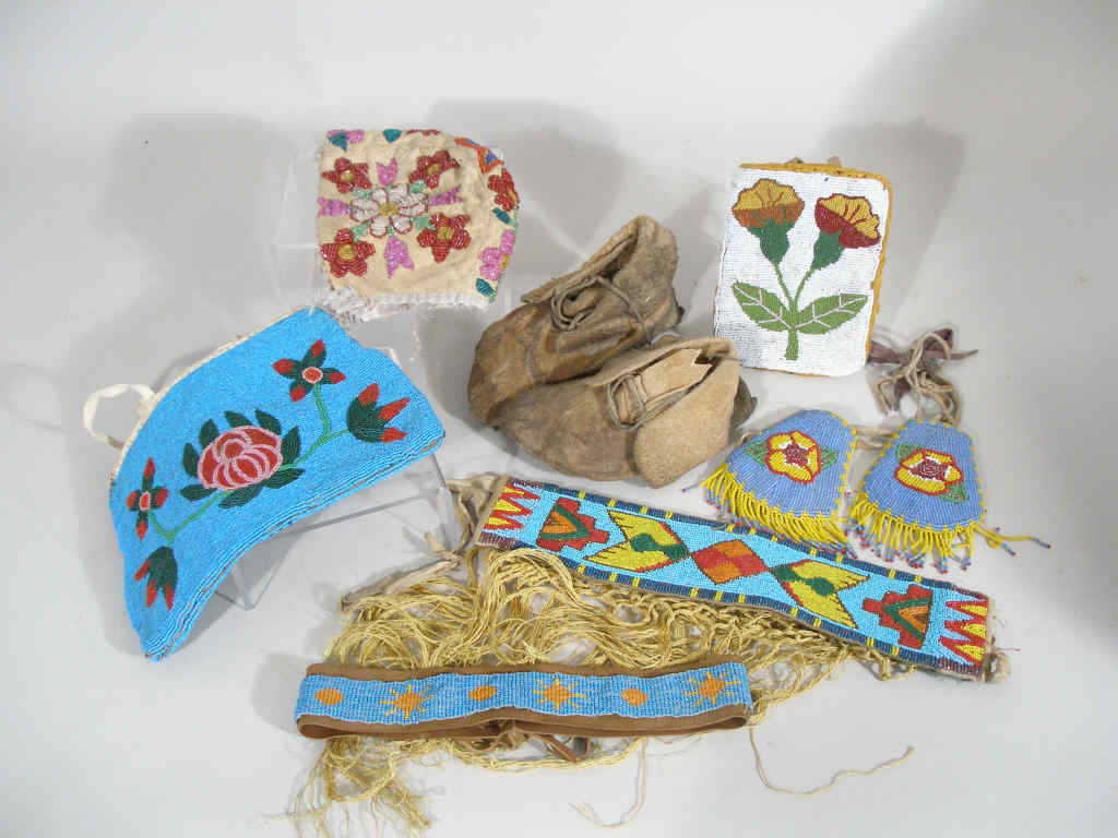 Appraisal: Collection of Native American Hide and Beadwork eight pieces consisting