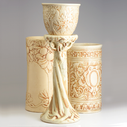 Appraisal: Four WELLER Ivory pieces to include two umbrella stands a