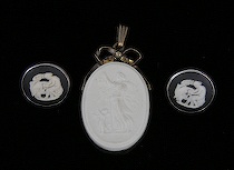 Appraisal: Two Wedgwood Black and White Jasperware Jewelry Wedgwood white jasperware