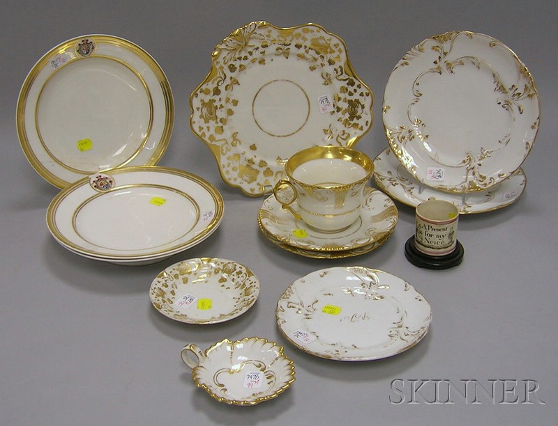 Appraisal: Twelve Pieces of P T Barnum's Personal Gilt Decorated Porcelain