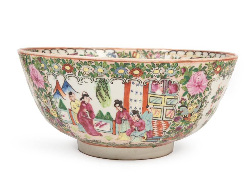 Appraisal: CHINESE FAMILLE ROSE PORCELAIN PUNCH BOWLChinese Famille Rose Porcelain Punch