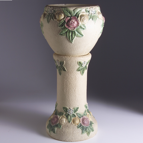 Appraisal: ROSEVILLE Rozane Pattern jardiniere and pedestal Line and three large