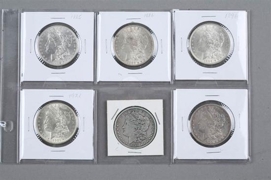 Appraisal: SIX MORGAN SILVER DOLLARS Years include and