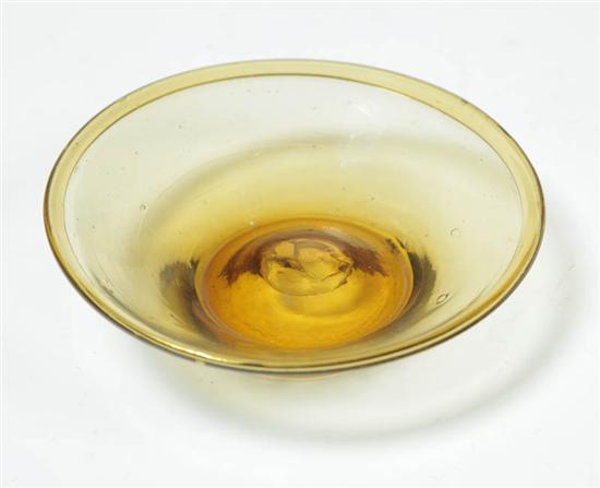 Appraisal: BLOWN GLASS BOWL Midwest nd quarter- th century Yellow amber