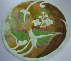 Appraisal: A circular hand woven rug mid th Century with foliate