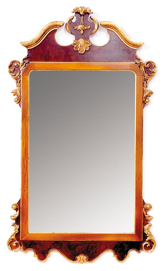 Appraisal: Georgian style mahogany and gilt mirror broken-arch crest with shell