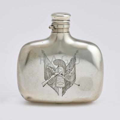 Appraisal: GORHAM ENGRAVED STERLING HIP FLASK Cushion form inscribed Trenton Princeton