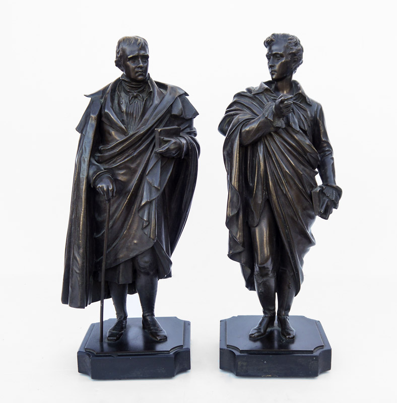 Appraisal: BRONZE FIGURES OF LORD BYRON AND LORD SHELBY Purportedly scholarly