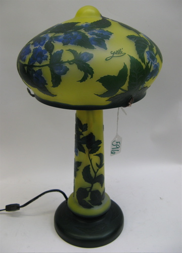 Appraisal: AFTER EMILLE GALLE CAMEO STYLE GLASS LAMP The table lamp