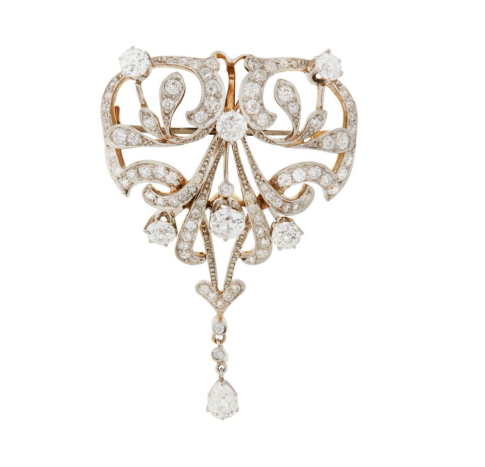 Appraisal: k Diamond Brooch Pendant k white gold cluster diamond brooch