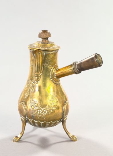 Appraisal: Good Tall Continental Gilt-Brass Footed and Side-Handled Coffeepot fourth quarter