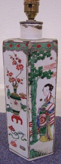 Appraisal: A famille verte hexagonal vase Kangxi - painted with alternating