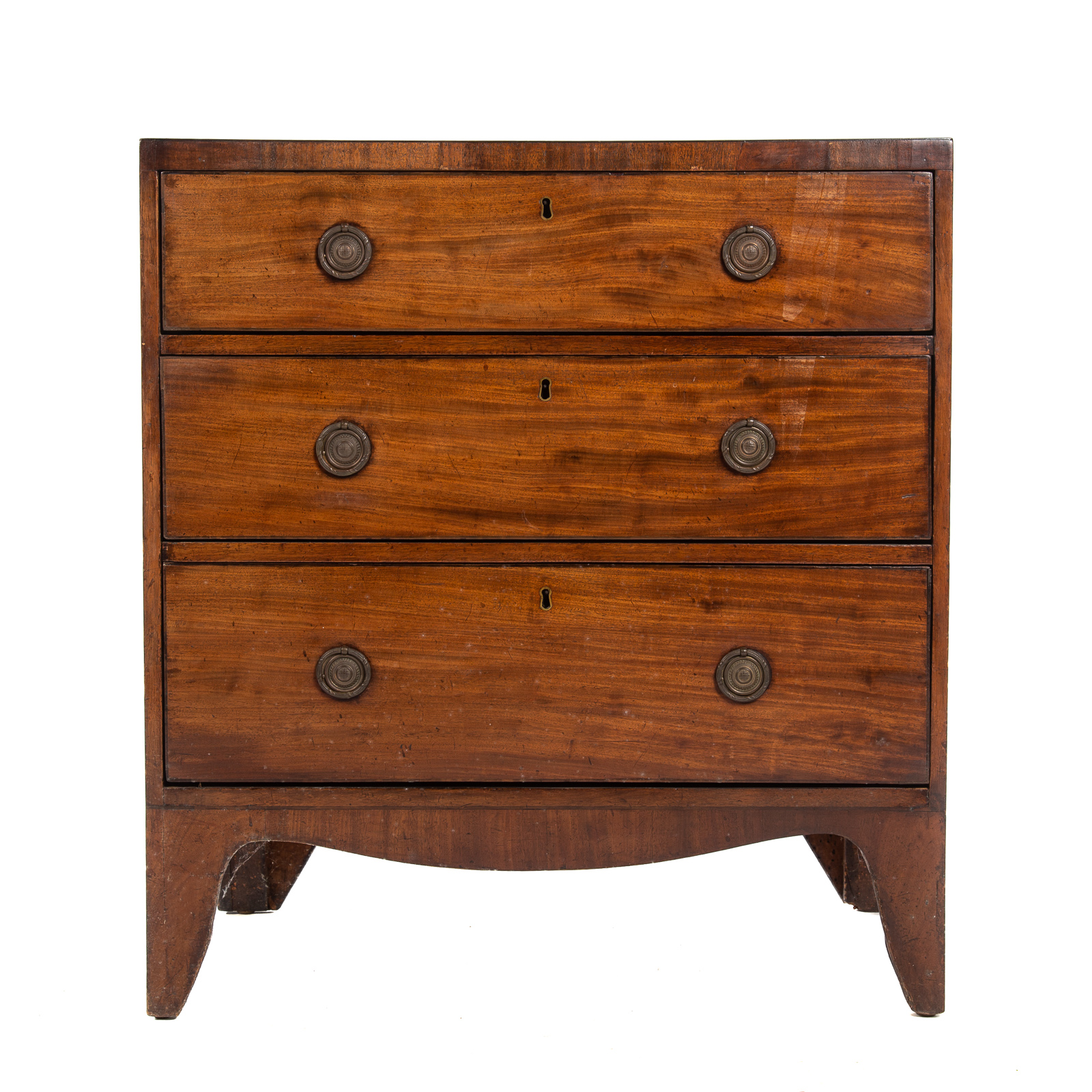 Appraisal: GEORGE III MAHOGANY BANDED CHEST Circa banded mahogany chest having