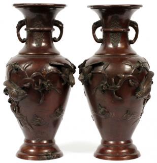 Appraisal: CHINESE BRONZE VASES PCS CHINESE BRONZE VASES PCS H W